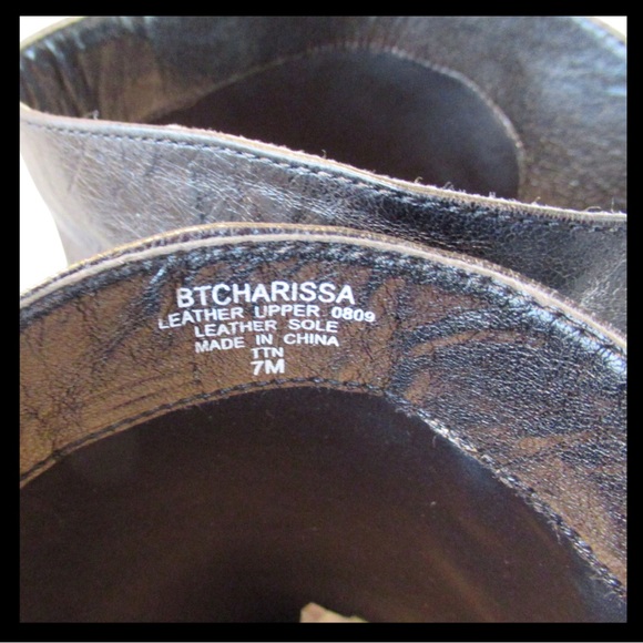 Boutique 9 Over The Knee Leather Boots Black Stacked Heel - Picture 5 of 12